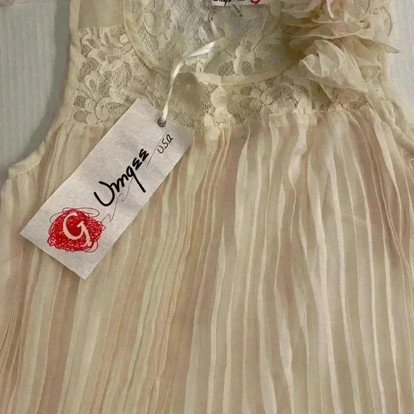 Umgee Women’s Lace Ruffles Sleeveless Elegant Party Loose Cream Mini Dress NEW - Picture 4 of 14